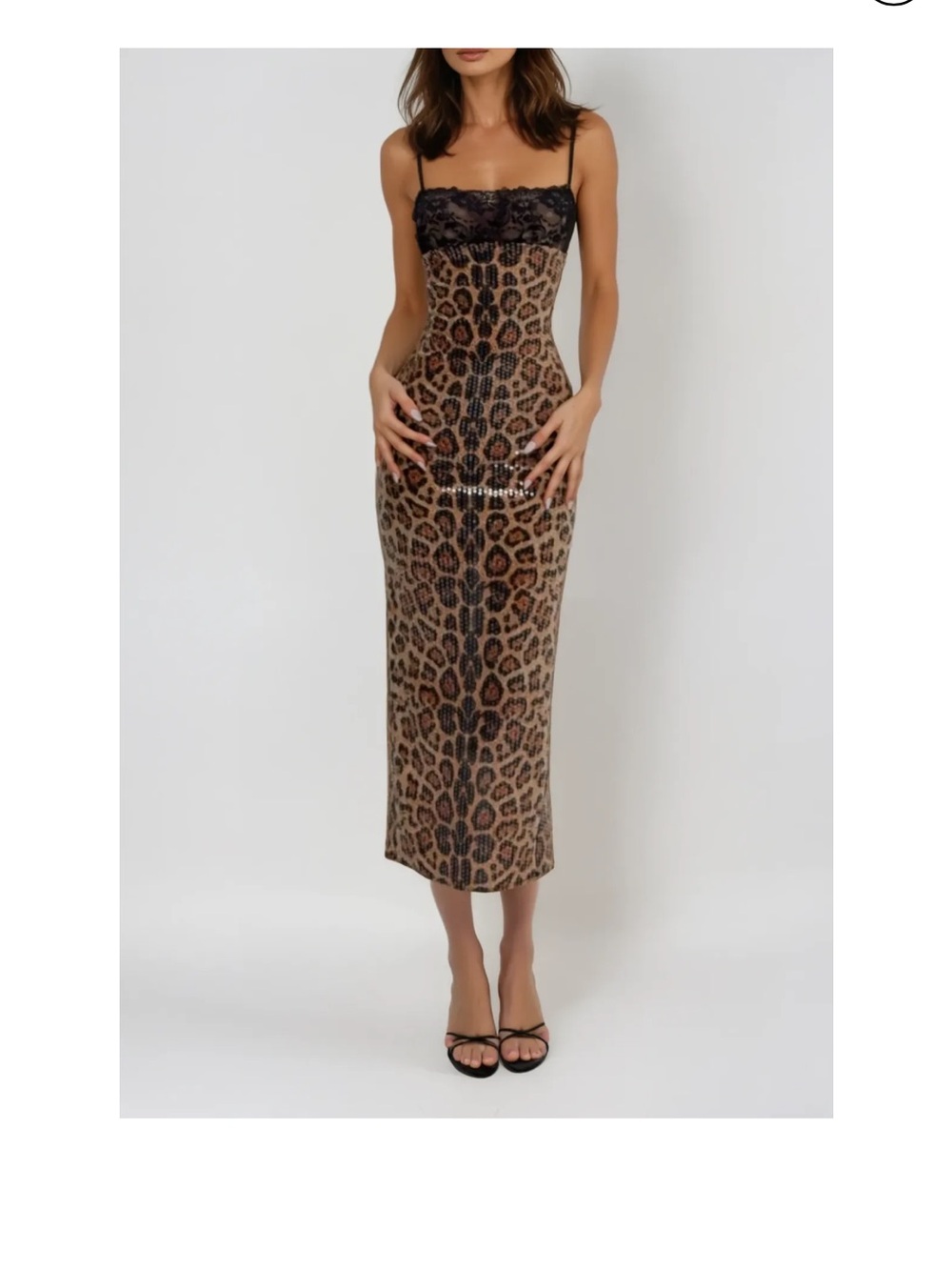 Dikla Spaghetti Sequin Leopard Maxi Dress